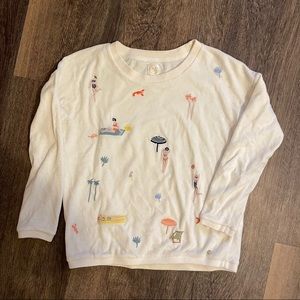 Soft White Velour Shirt with Patches